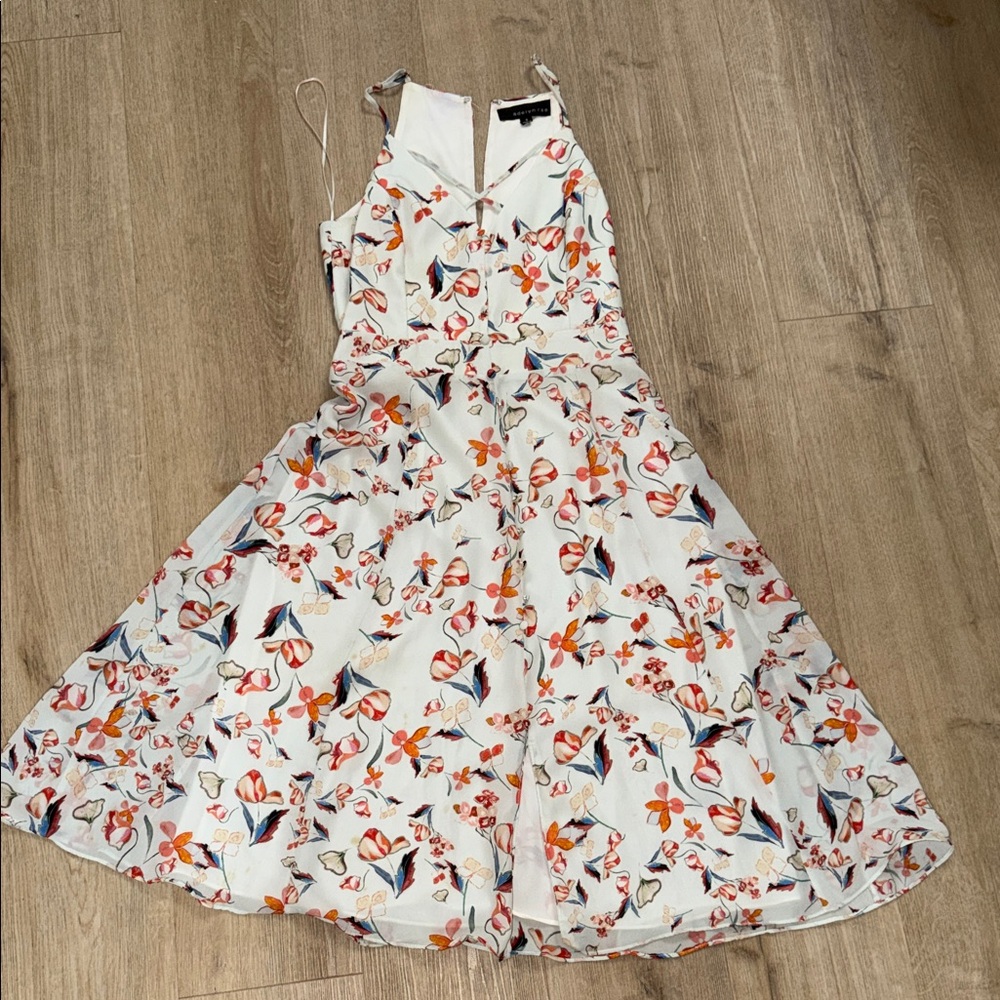 ADELYN RAE white floral cut out mini dress